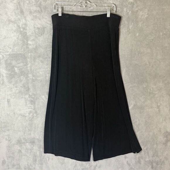 Chicos Travelers Women 3 Size XL Pants Black Pull On Wide Leg Comfort Crop - Picture 1 of 8